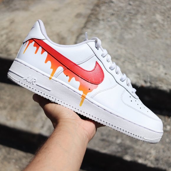 Nike Air Force 1 Low SUN FIRE Paint Drip Custom NWT - Picture 9 of 10